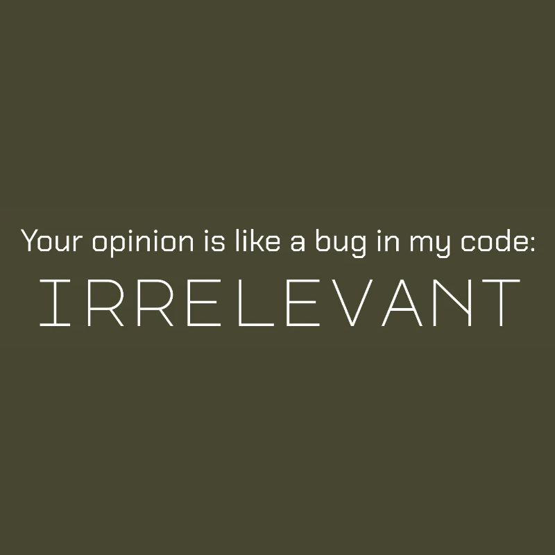 Your opinion is like a bug in my code: irrelevant