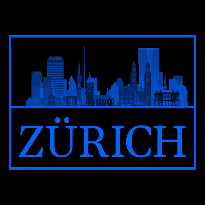 Zurich Skyline Blue Silhouette