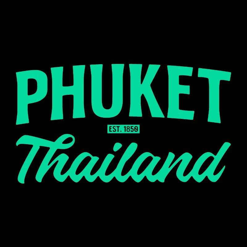 Phuket Thailand Teal Script