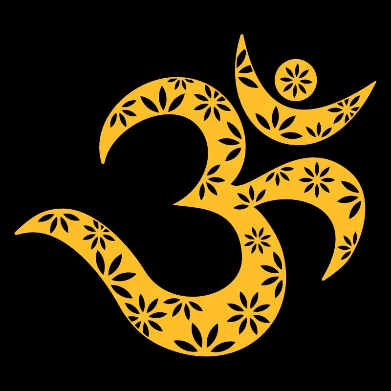 OM Mantra symbol, flowers, patterns, Aum, Buddhism