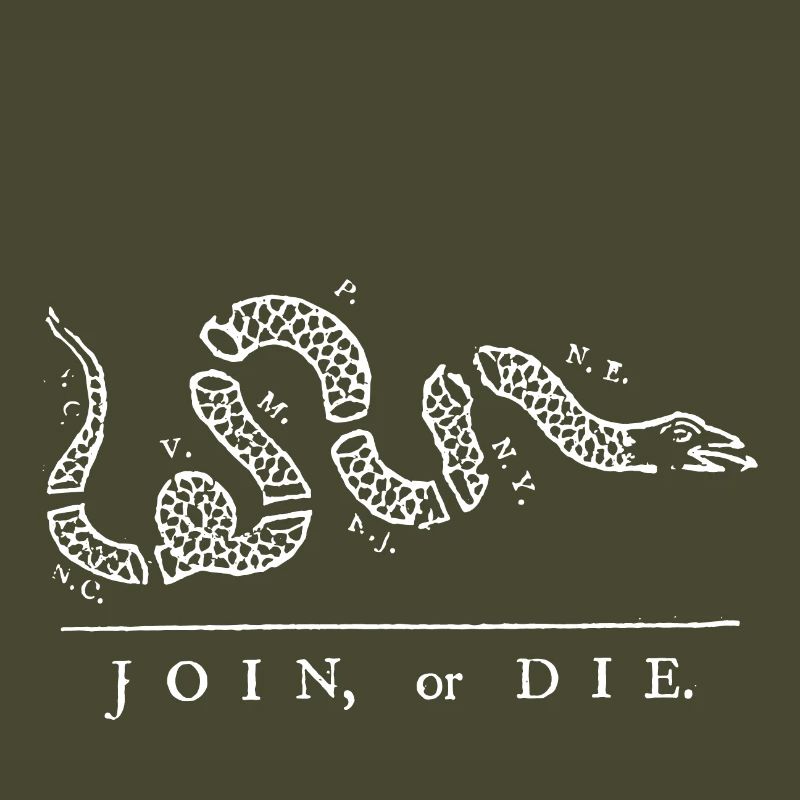 Gadsden alte Flagge beitreten oder die franklinwhite