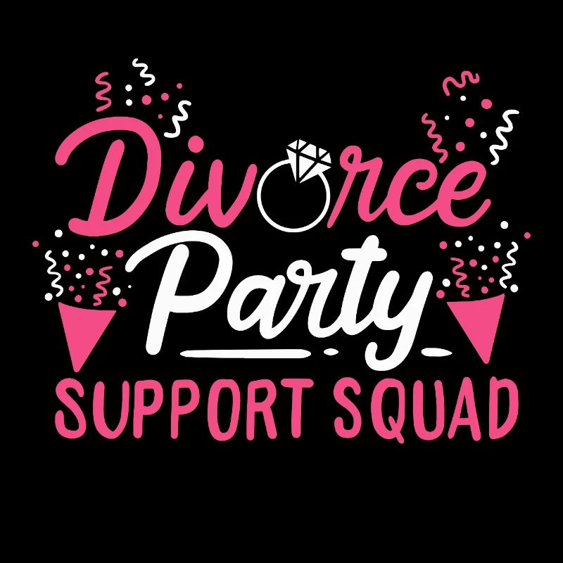 Divorce Party Support Squad Funny Pink Tee Design