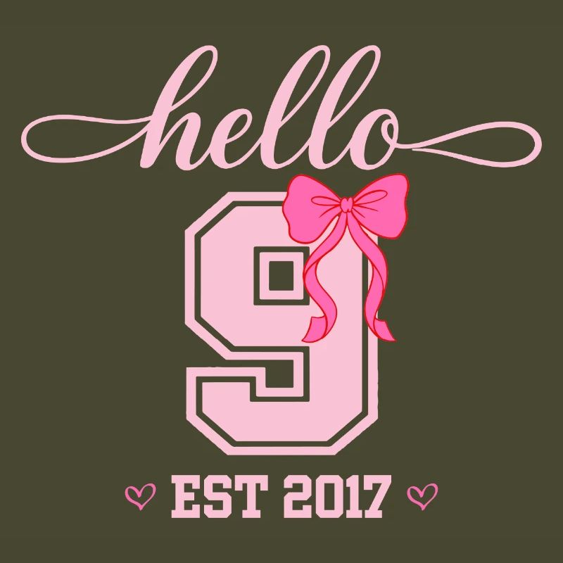 Hello 9 Est 2017 Mädchen Geburtstag Design