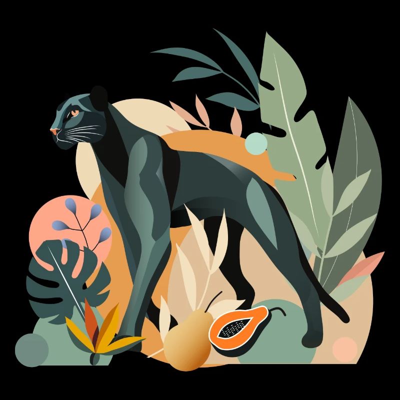 Panthère dans la jungle - Illustration animale élégante
