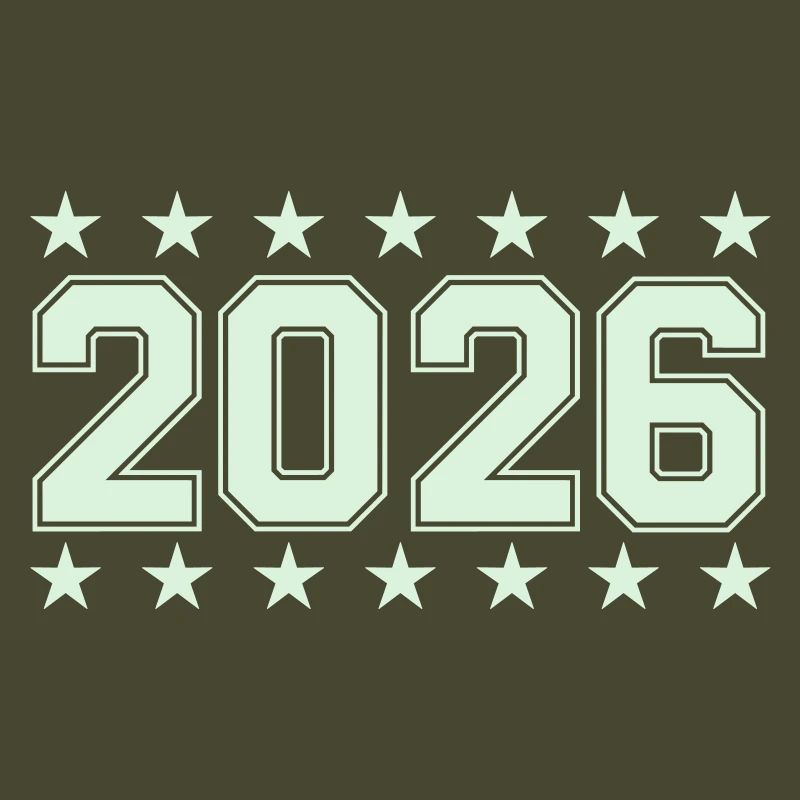 2026 Retro Blockschrift mit Sternen