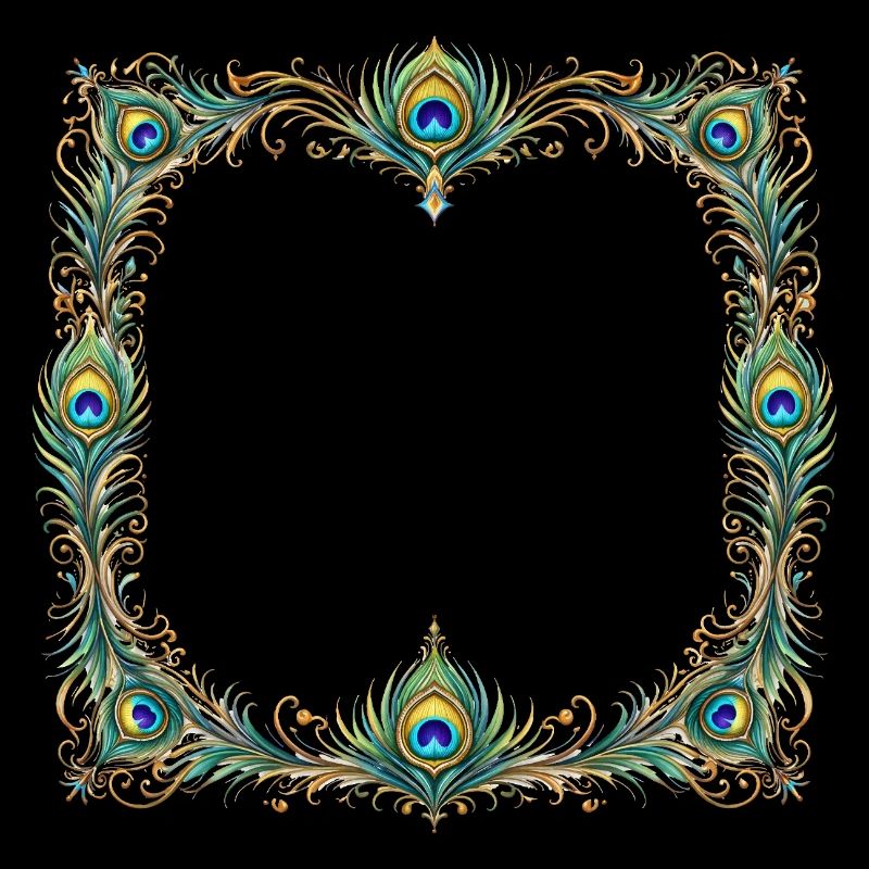 Peacock Feather Frame Ornament Boho Design