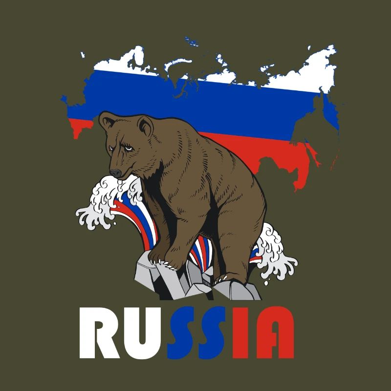 Russie conception de l’ours avec carte et drapeau
