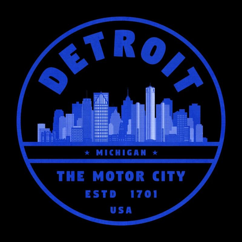 Detroit Skyline Stempel Design