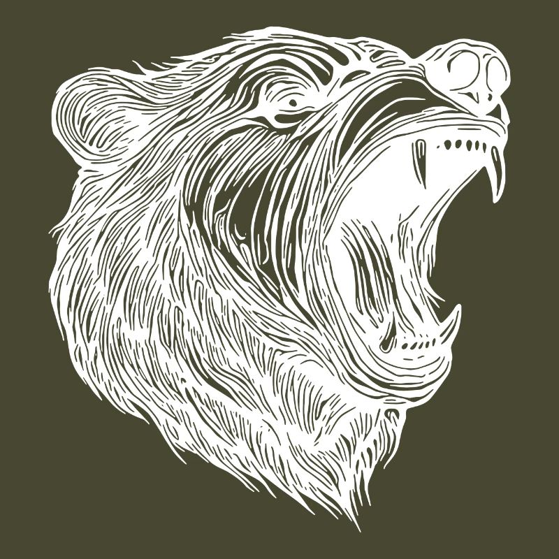 Wild bear head with sharp teeth