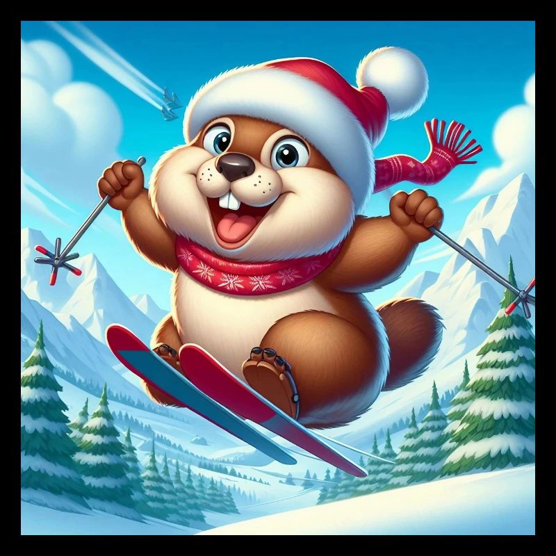 Groundhog Jumping Ski Christmas