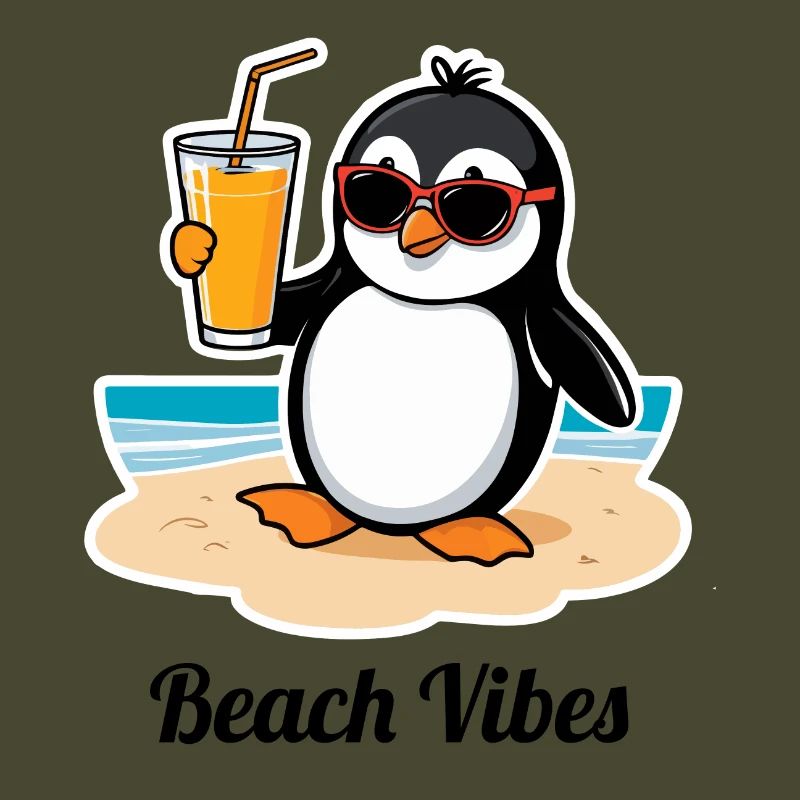 Pingouin de plage décontracté – sentiment de vacances d’été