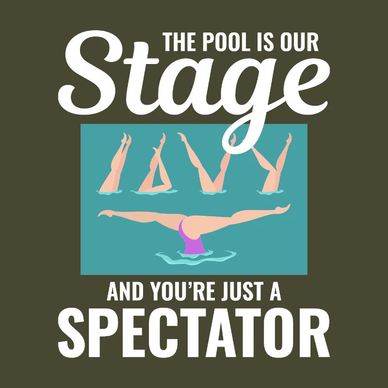 Zuschauer am Pool, Illustration, Synchronschwimmen