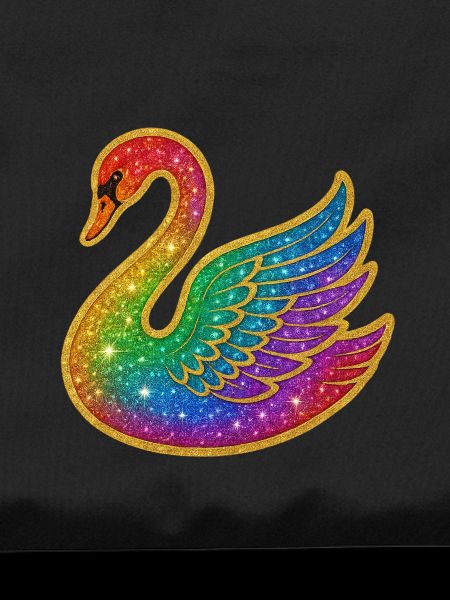 Regenbogen Glitzer Schwan