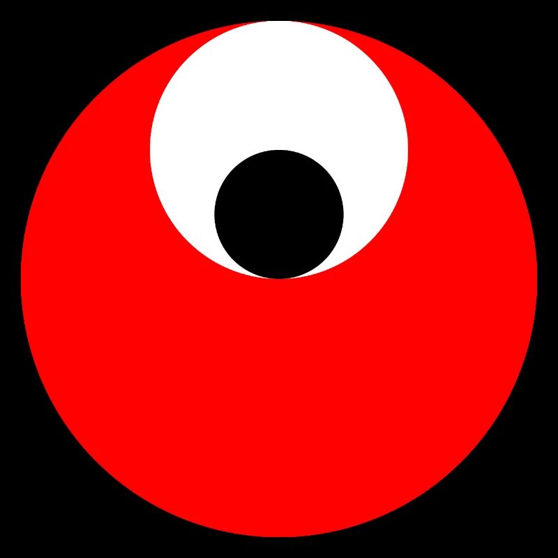 3 circles, red, white and black