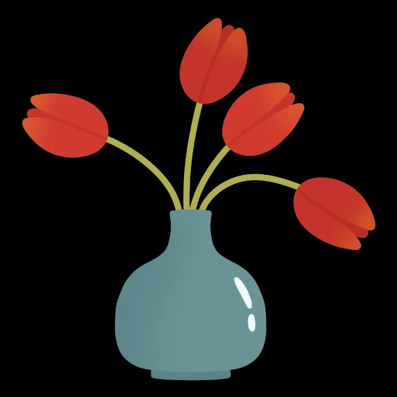 Éclatement de tulipe dans un vase turquoise