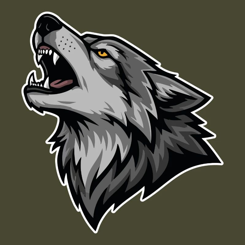Grauer Wolf heult Wildmond-Wolf-Logo