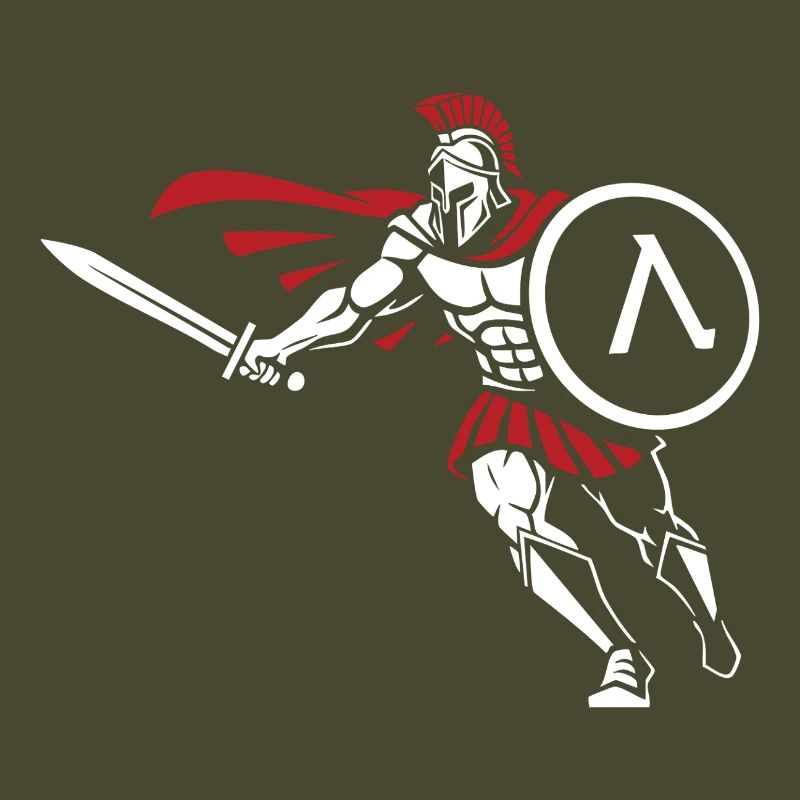 Spartan Attack Sword Shield Spartan-Maskottchen