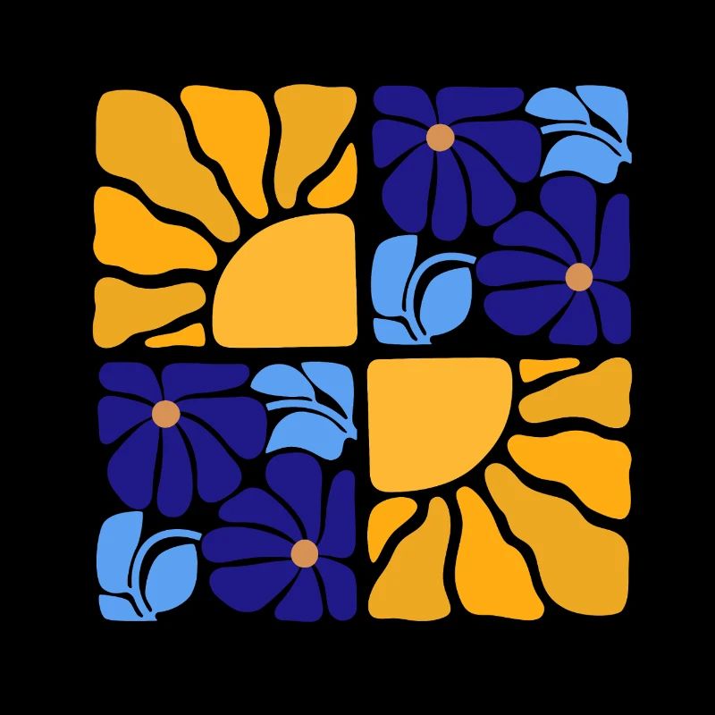 70s Retro Flowers & Sun Design