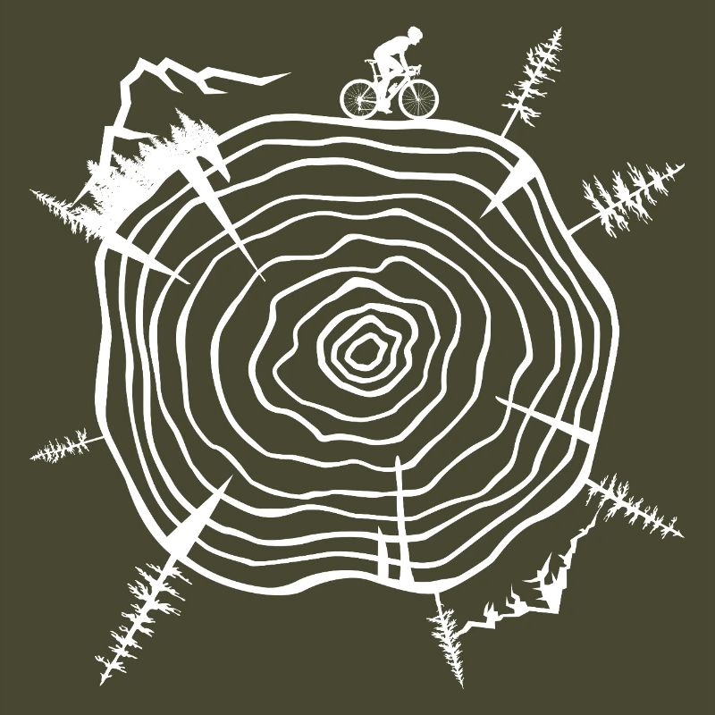 Nature-Inspired Tree Ring Bicycle Scene