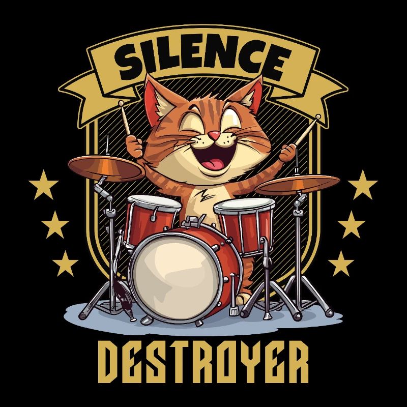 Drums Drums Silence Destroyer Cat Funny