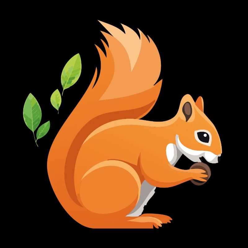 Verspielter Eichhörnchen-Print mit Blättern