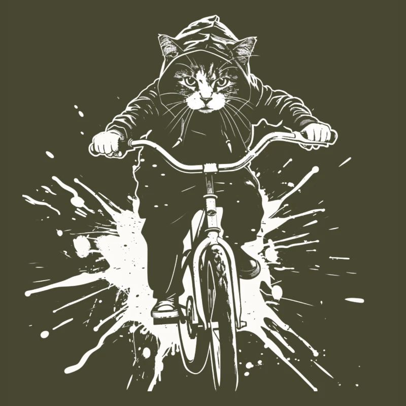 Radfahrende Katze
