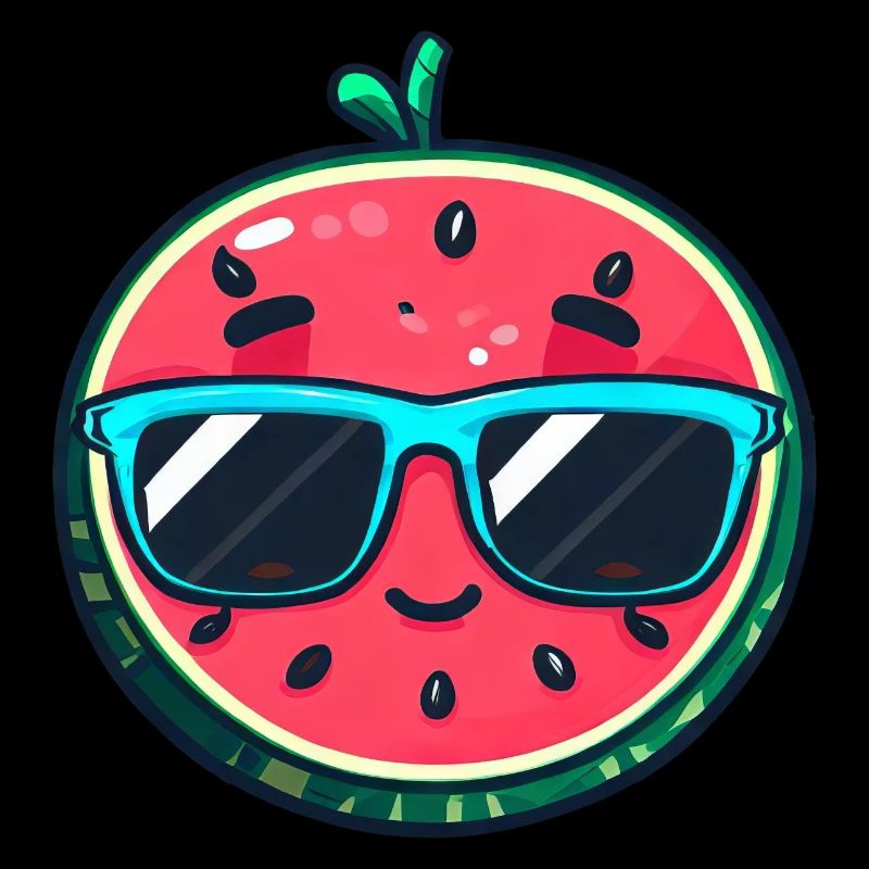Melon kawaii avec lunettes de soleil: fruit d’été