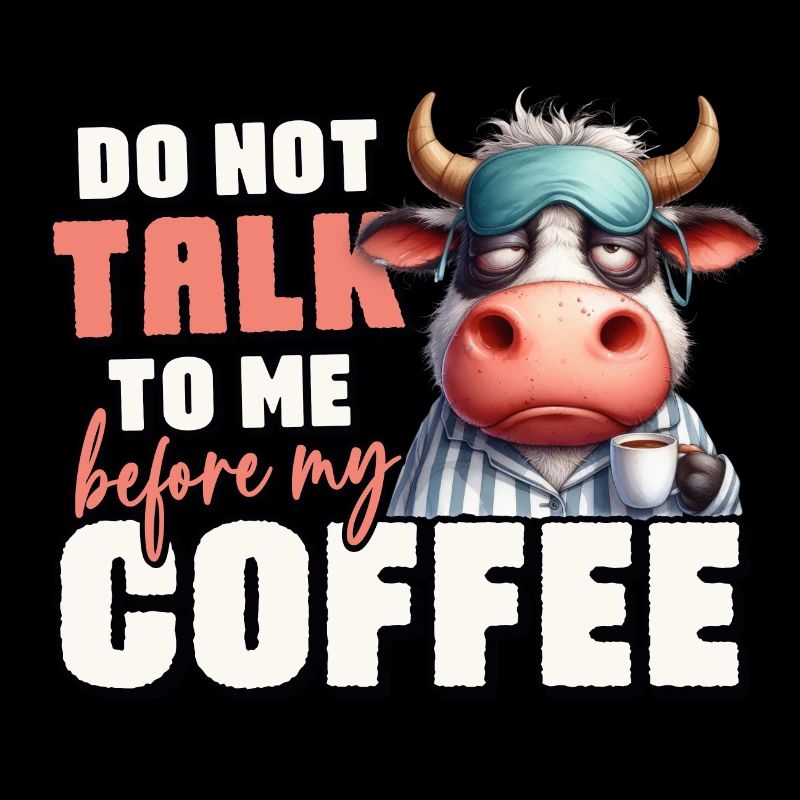 Vache fatiguée avec du café