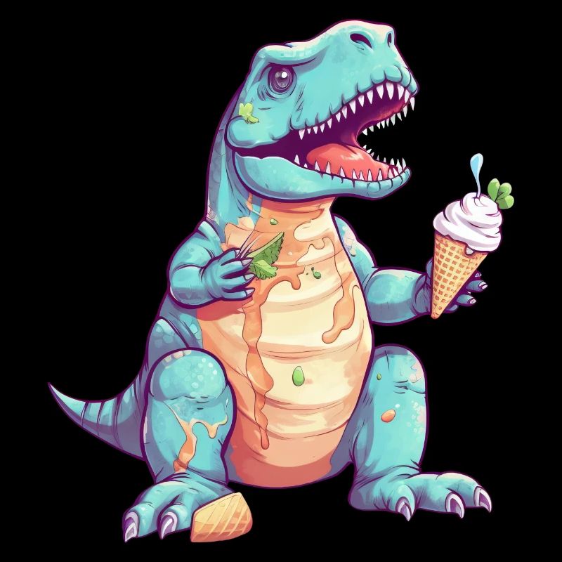 Clumsy T-Rex with ice cream