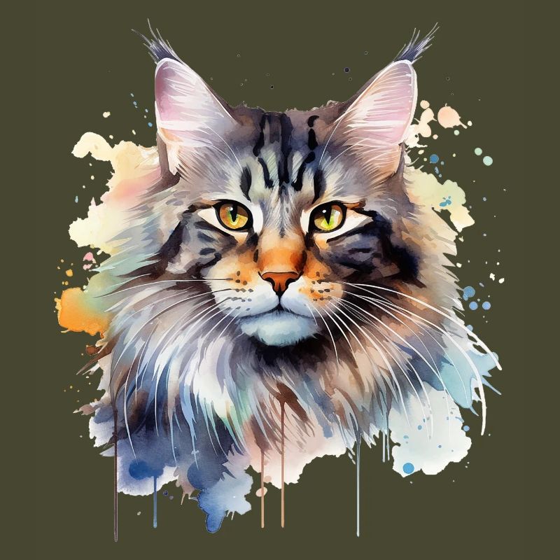 Katze Wasserfarben Maincoon