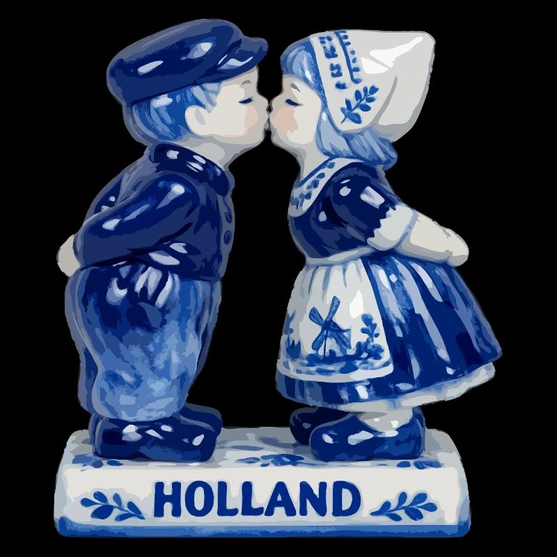 Couple du baiser de Delft Blue
