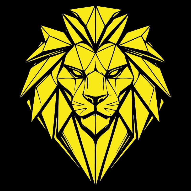 Geometric Lion in Yellow