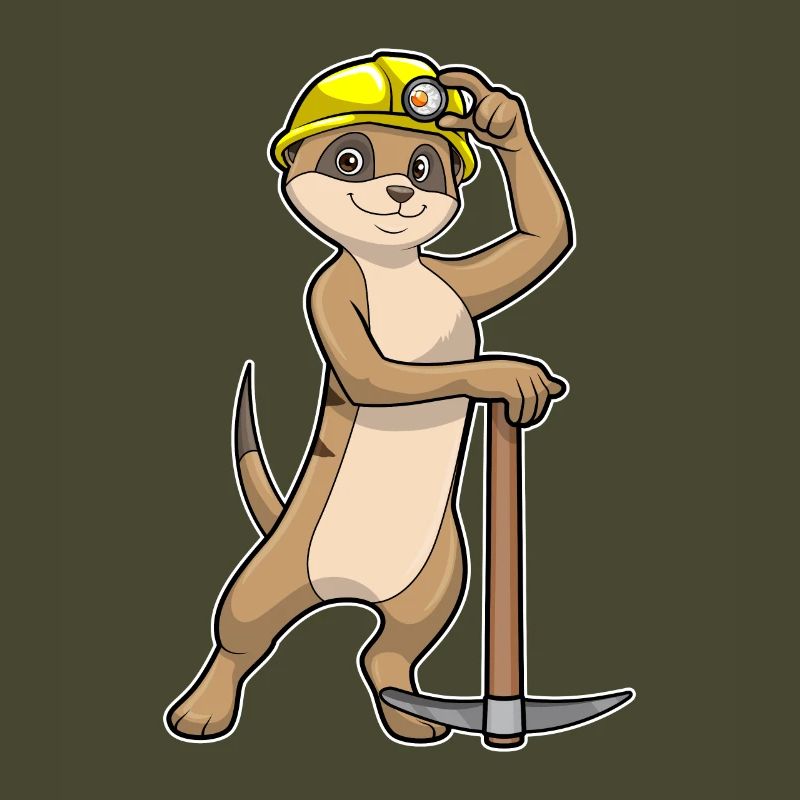 Suricate comme mineur avec pioche