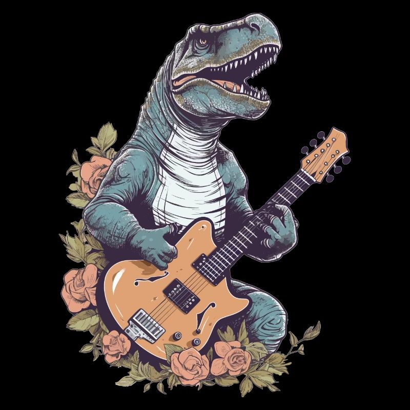 Dinosaur with guitar for musicians