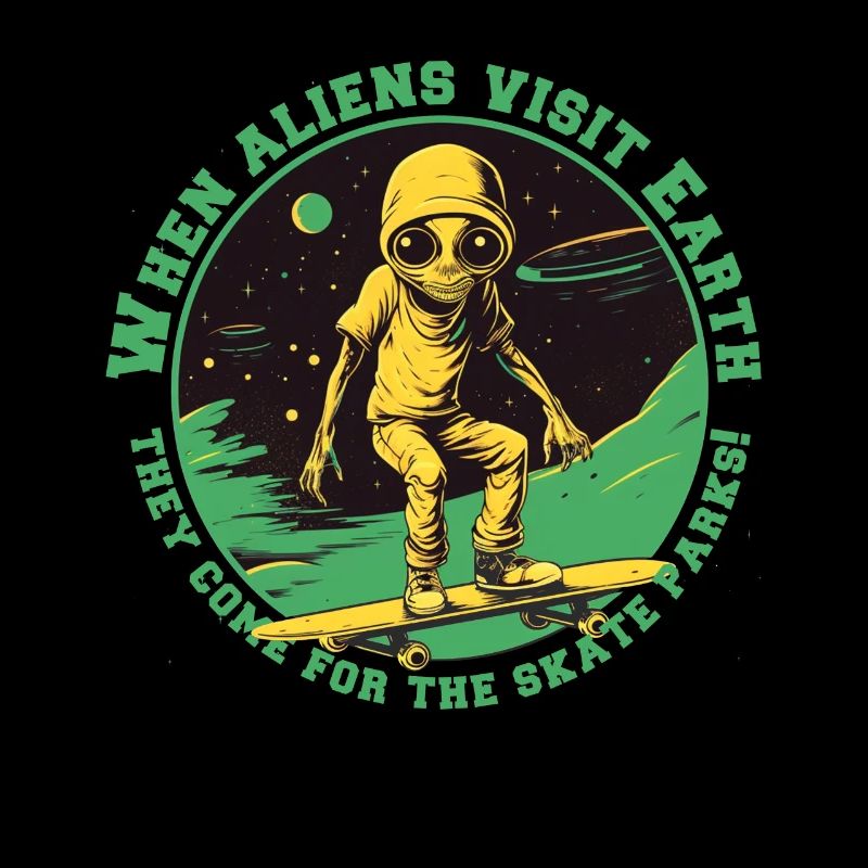 Skaterals dans l’espace avec lettrage