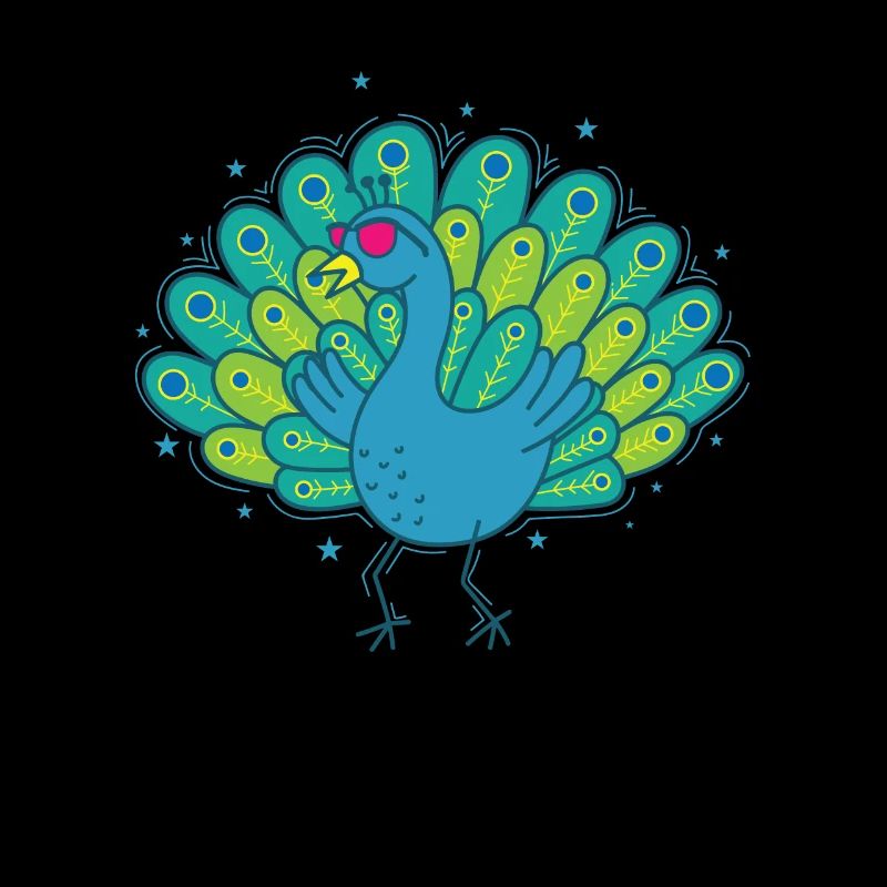 cooler Pfau mit Sonnenbrille Vogel Federn