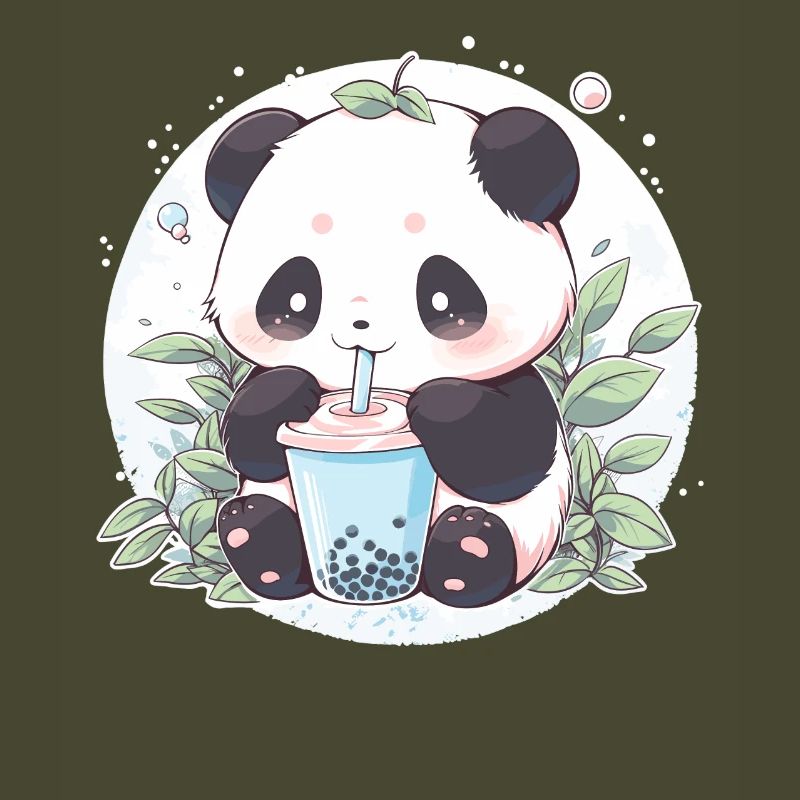 Kawaii Panda Drinks Boba Bubble Tea Chibi