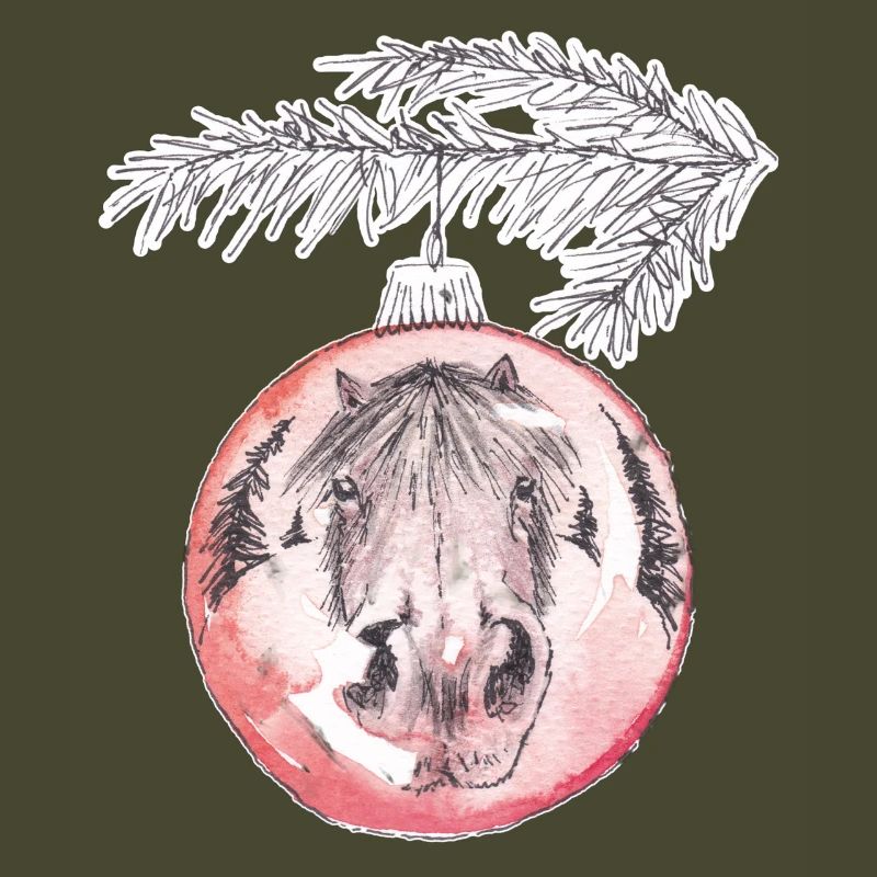 Weihnachtskugel Merry Christmas rot Pferd