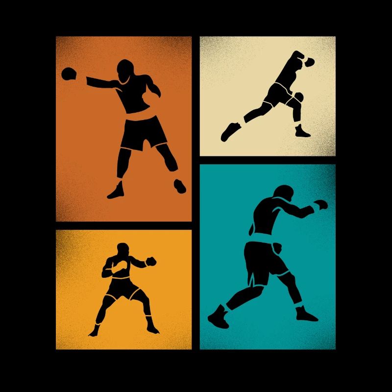 Art de la silhouette de boxe rétro