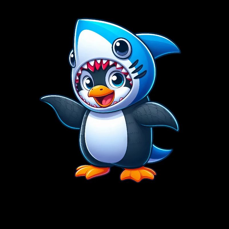 drôle pingouin requin carnaval dessin animé