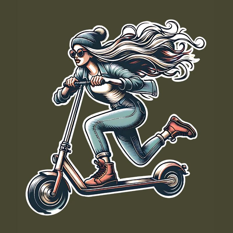 E-Scooter E-Roller Frau Scooter