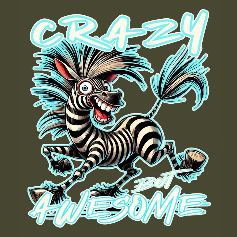 Crazy but Awesome Zebra Comic Style