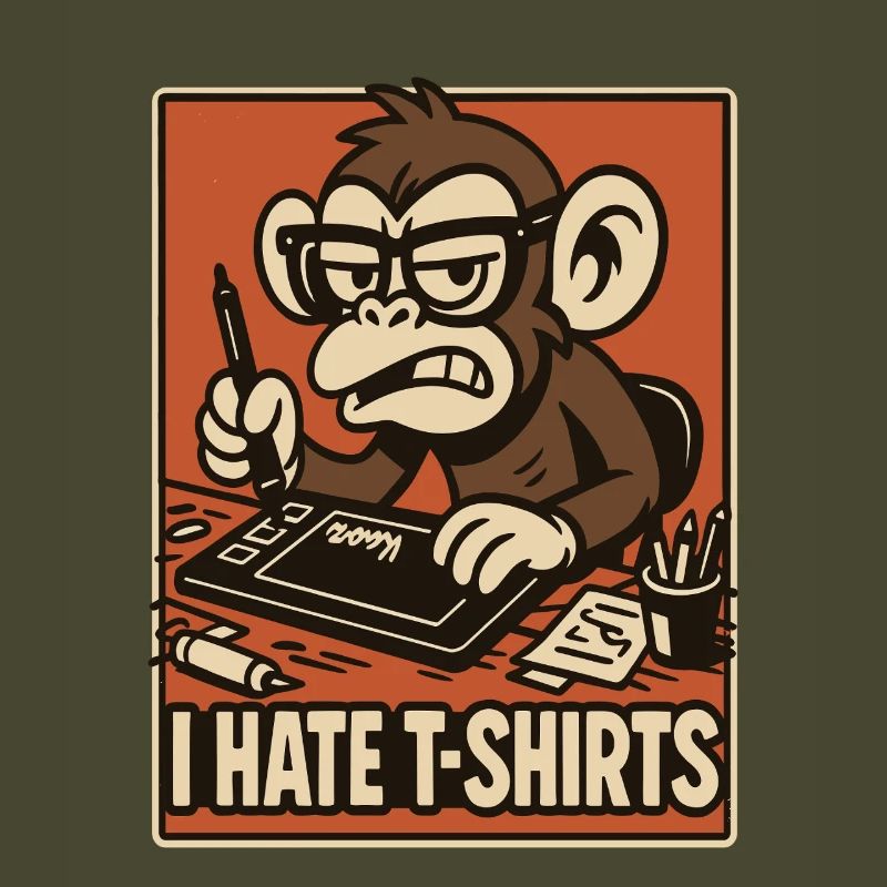 Angry monkey on drawing tablet comic style