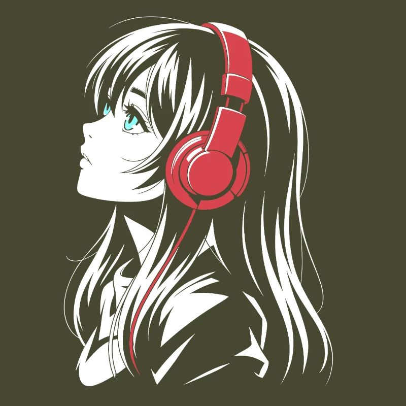Fille d’anime avec conception de casque