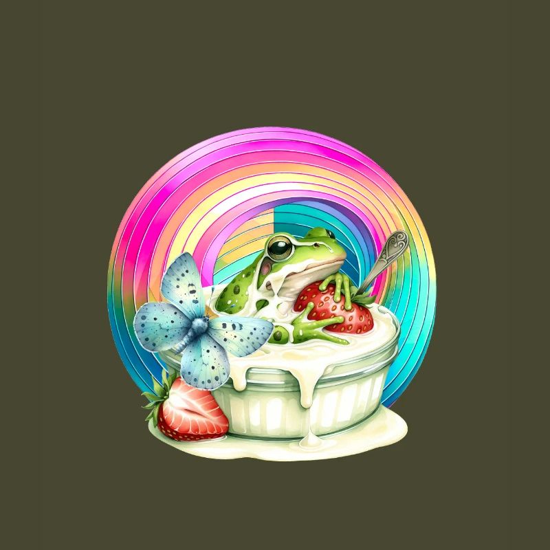 Regenbogen Frosch Eis Erdbeere Eiskrem Kind