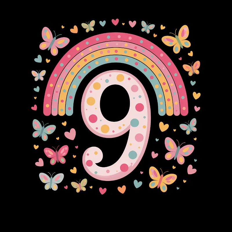 Regenbogen Schmetterling 9. Geburtstag Mädchen