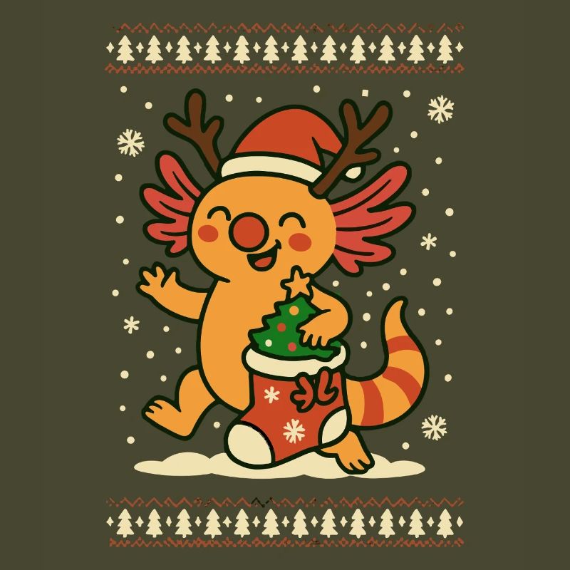 Christmas Axolotl in Knitting Pattern