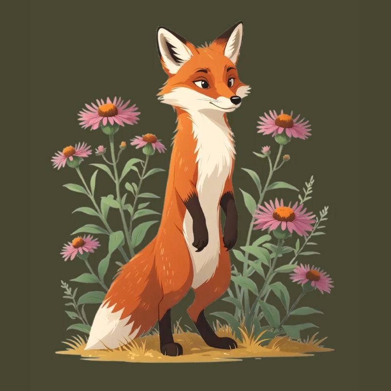 Fox with floral pattern illustration
