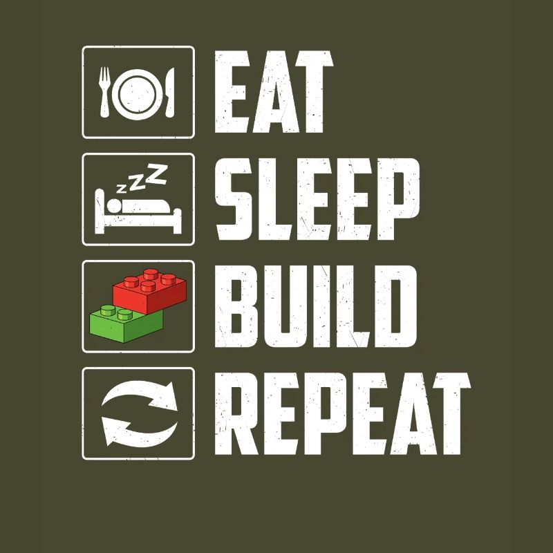 Eat Sleep Build Repeat Brick Builder Block 