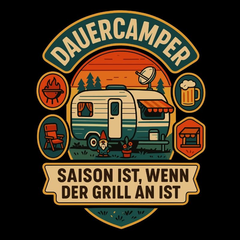 dauercamper grill spruch camping, geschenkidee